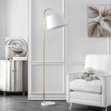 SAFAVIEH Lighting Afton 69-inch Curved Arc Floor Lamp - 20" x 15" x 68.5" - Gold/White - 20Wx15Dx69H