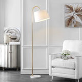 SAFAVIEH Lighting Afton 69-inch Curved Arc Floor Lamp - 20" x 15" x 68.5" - Gold/White - 20Wx15Dx69H