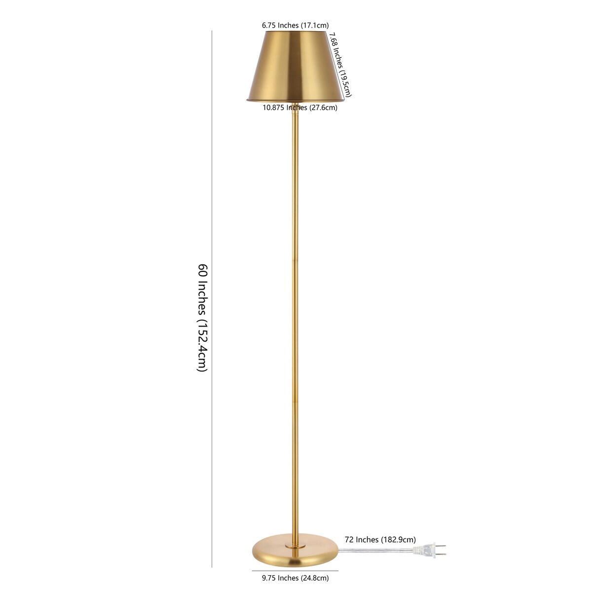 SAFAVIEH Lighting Aili 60-inch Iron Floor Lamp - 10.9" x 10.9" x 60" - Brass - 11Wx11Dx60H