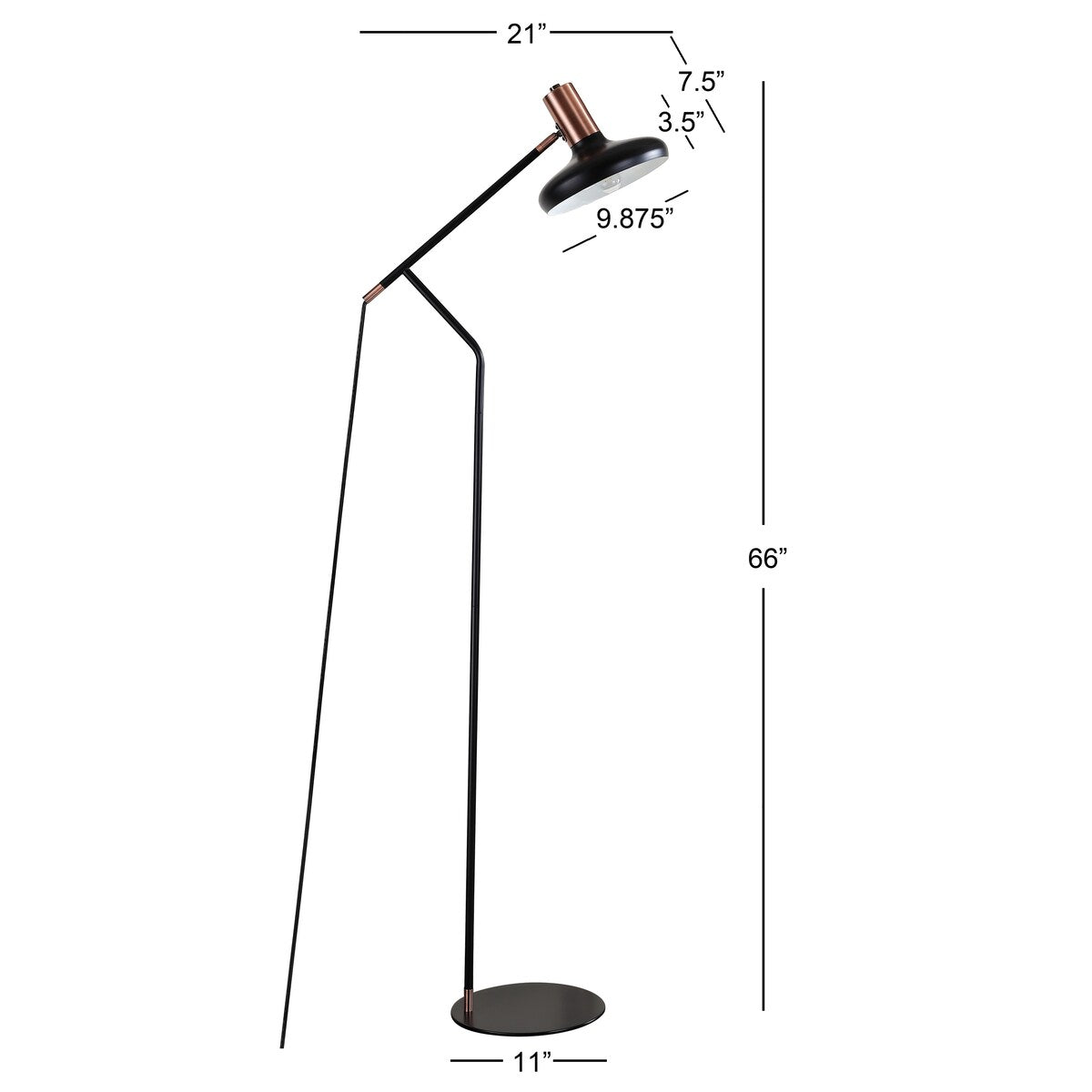 SAFAVIEH Lighting Aine 66-inch Copper/ Black Led Floor Lamp - 21" x 11" x 66" - Black/Antique Copper - 21Wx11Dx66H