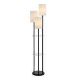 SAFAVIEH Lighting Alease 63-inch 2-Shelf 3-Light Led Floor Lamp - 14" W x 14" L x 62.5" H - Black - 14Wx14Dx63H