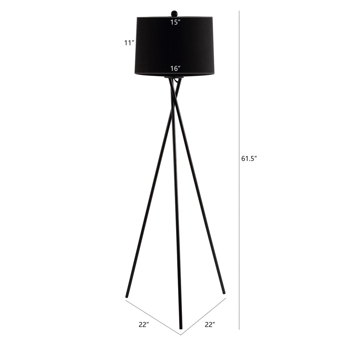 SAFAVIEH Lighting Alyette Parsen 62-inch Led Floor Lamp - 22" W x 22" L x 61.5" H - Black - 22Wx22Dx62H