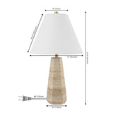 SAFAVIEH Lighting Aneliya Travertine 24-inch Table Lamp (LED Bulb Included) - 14 In. W x 14 In. D x 23.5 In. H - 14Wx14Dx24H