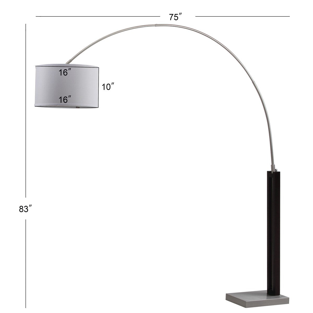 SAFAVIEH Lighting Angelic 83-inch Arc Floor Lamp - 75"x16"x83" - Black/Nickel - 75Wx16Dx83H