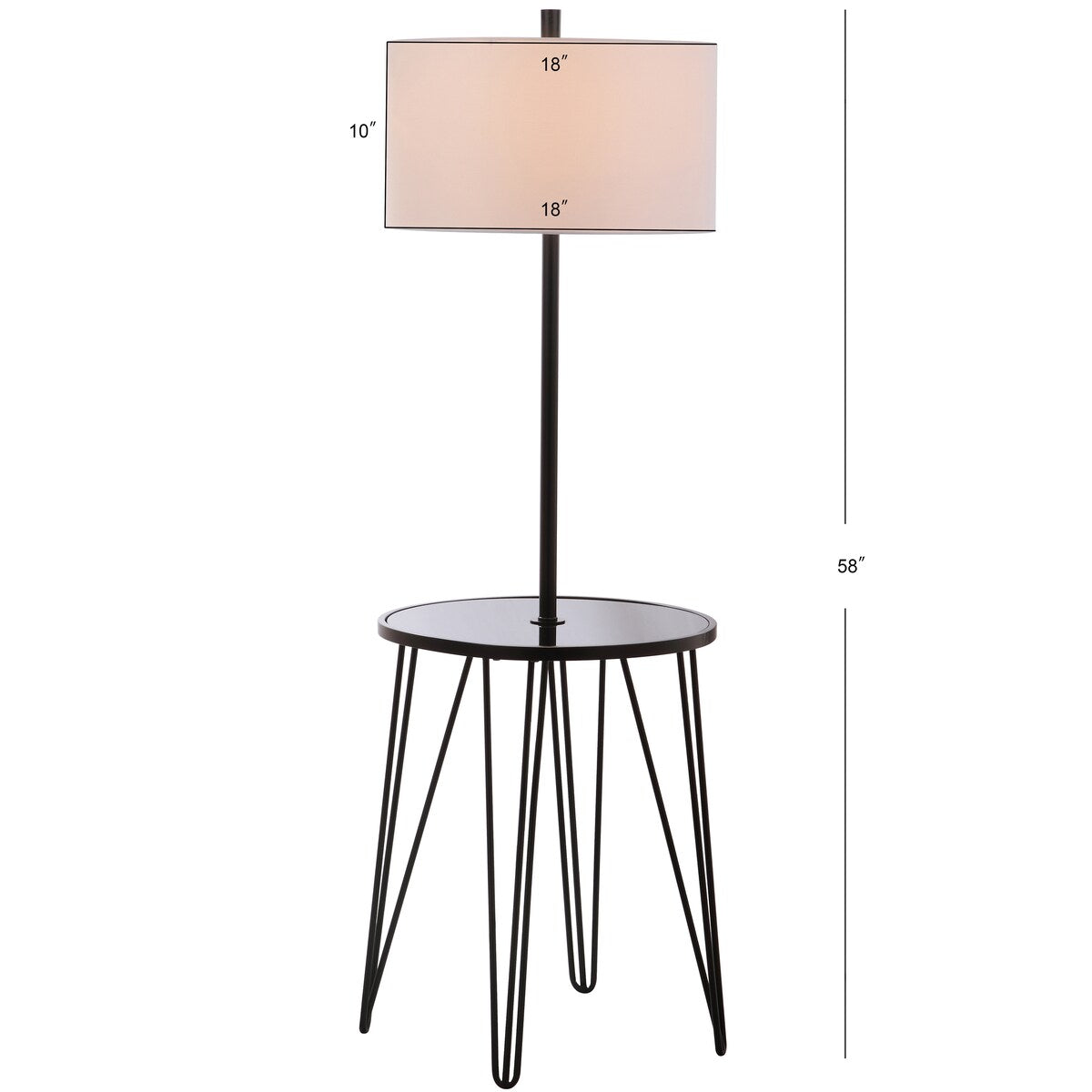 SAFAVIEH Lighting Annamae 58-inch Side Table Floor Lamp - 19" x 19" x 58" - Black - 19Wx19Dx58H