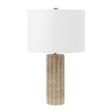 SAFAVIEH Lighting Annedorle Travertine 24-inch Table Lamp (LED Bulb Included) - 14 In. W x 14 In. D x 23.5 In. H - 14Wx14Dx24H