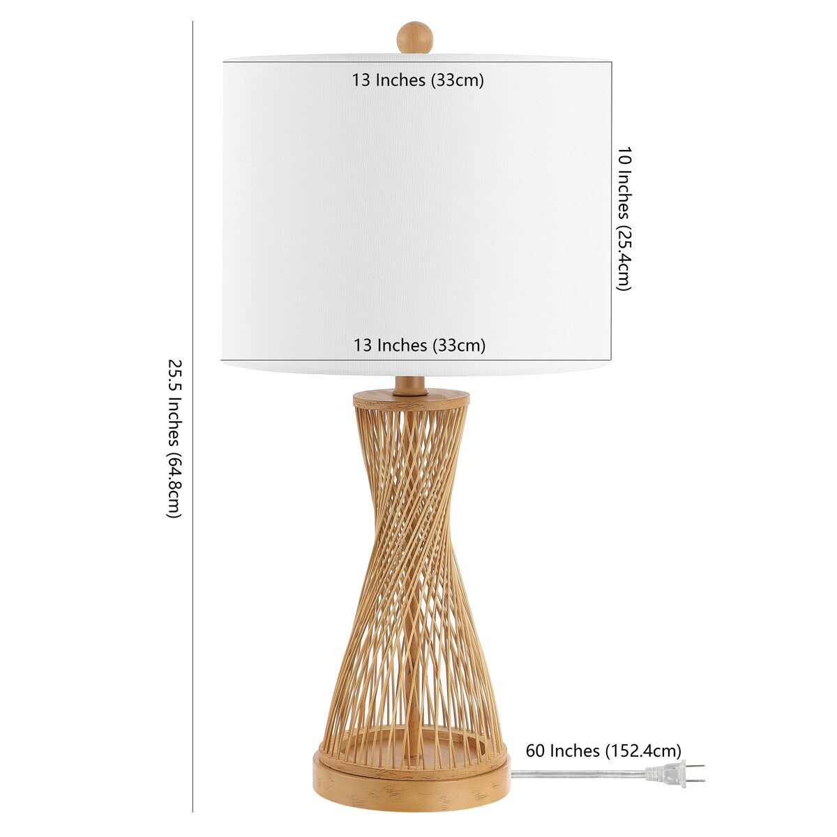 SAFAVIEH Lighting Anniek Natural Bamboo 26-inch LED Table Lamp - 13" W x 13" L x 25.5" H - 13Wx13Dx26H