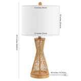 SAFAVIEH Lighting Anniek Natural Bamboo 26-inch LED Table Lamp - 13" W x 13" L x 25.5" H - 13Wx13Dx26H