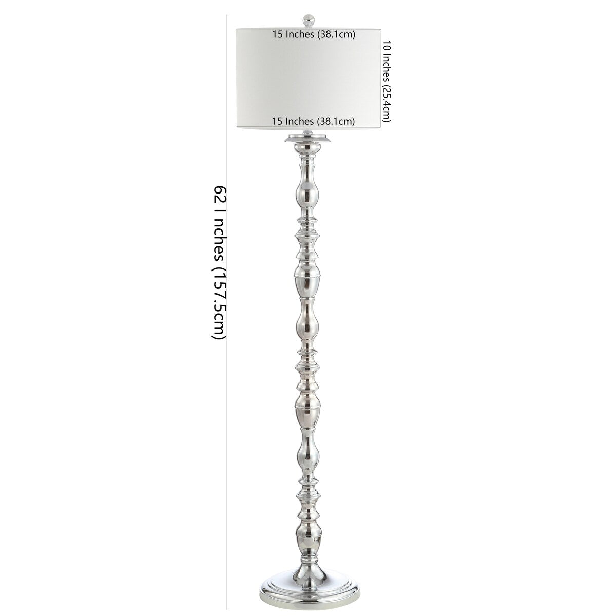 SAFAVIEH Lighting Ardak 62" Led Floor Lamp - 15" x 15" x 62" - Chrome - 15Wx15Dx62H