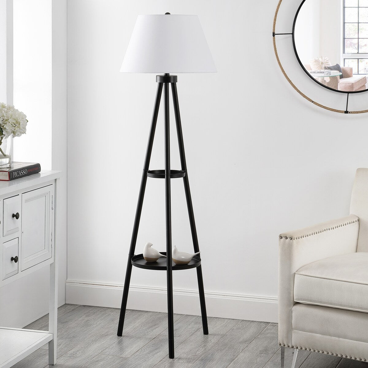 SAFAVIEH Lighting Arietta 63-inch Floor Lamp - 18" W x 18" D x 63" H - Black - 18Wx18Dx63H