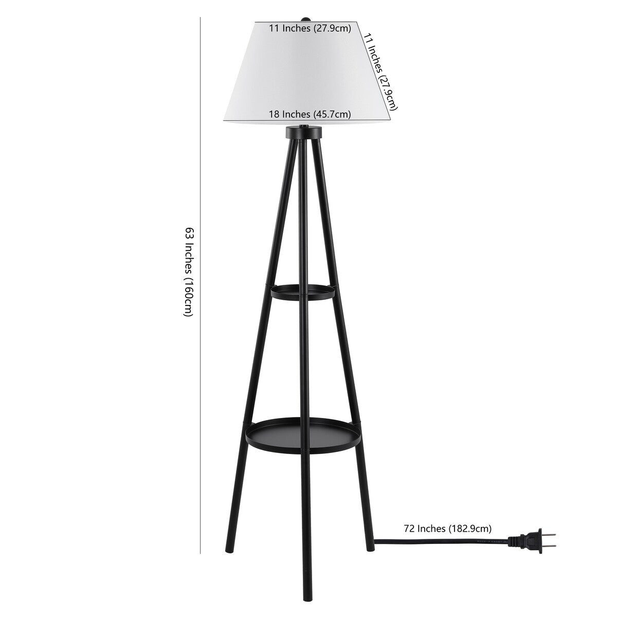 SAFAVIEH Lighting Arietta 63-inch Floor Lamp - 18" W x 18" D x 63" H - Black - 18Wx18Dx63H