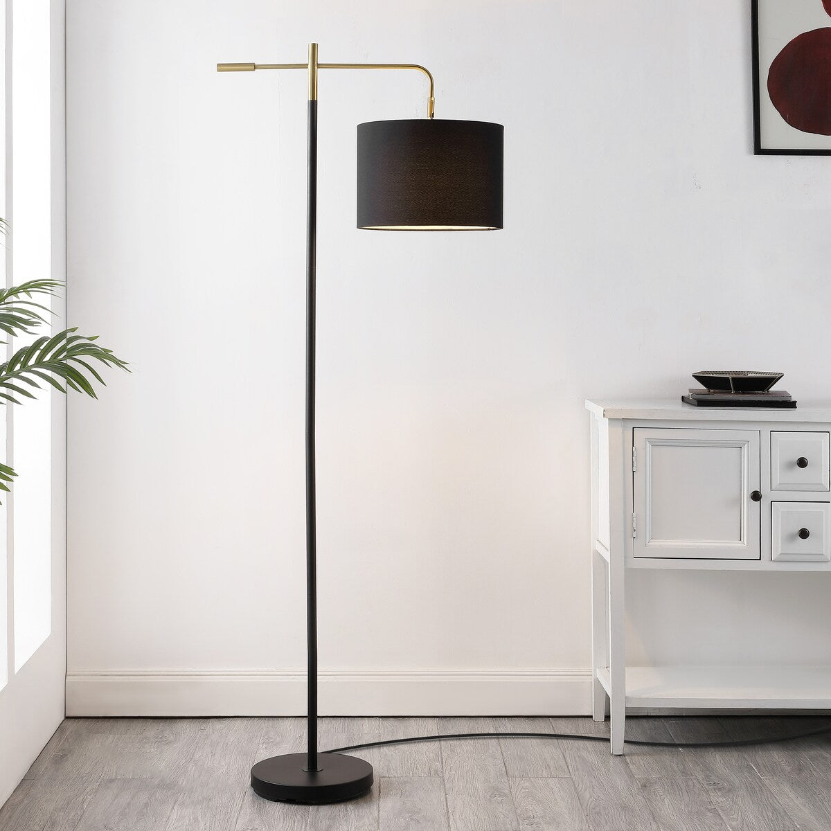 SAFAVIEH Lighting Arleen 65" Traditional Floor Lamp - 13" W x 26" D x 66" H - Black/Brass Gold - 13Wx26Dx66H