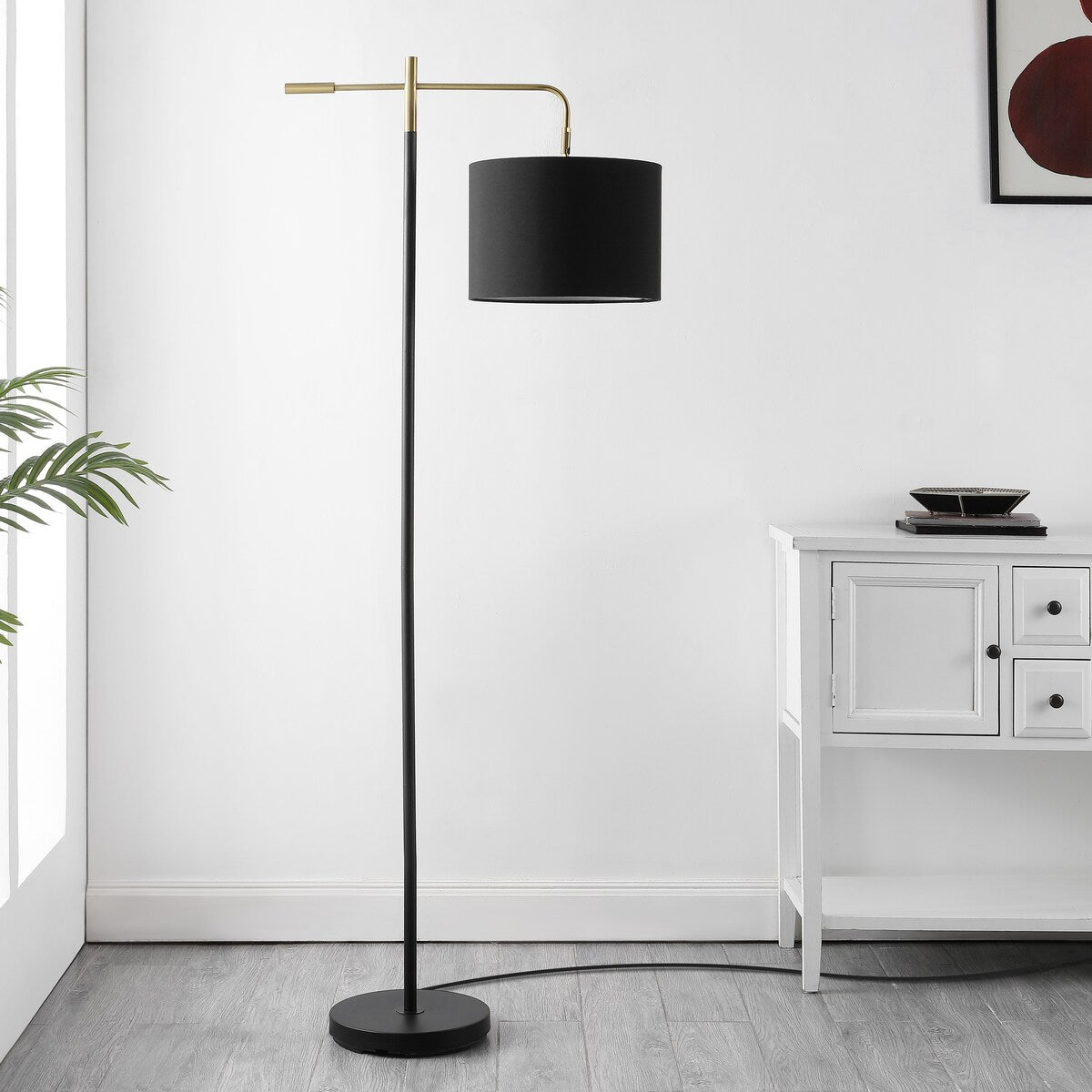 SAFAVIEH Lighting Arleen 65" Traditional Floor Lamp - 13" W x 26" D x 66" H - Black/Brass Gold - 13Wx26Dx66H