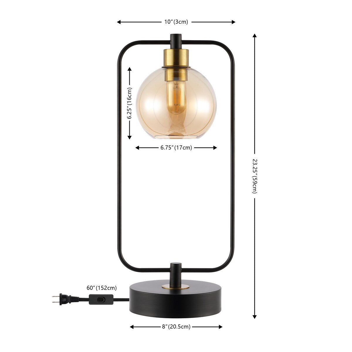 SAFAVIEH Lighting Arlinda 23" Modern & Contemporary Table Lamp - 10" W x 8" D x 23" H - 10Wx8Dx23H