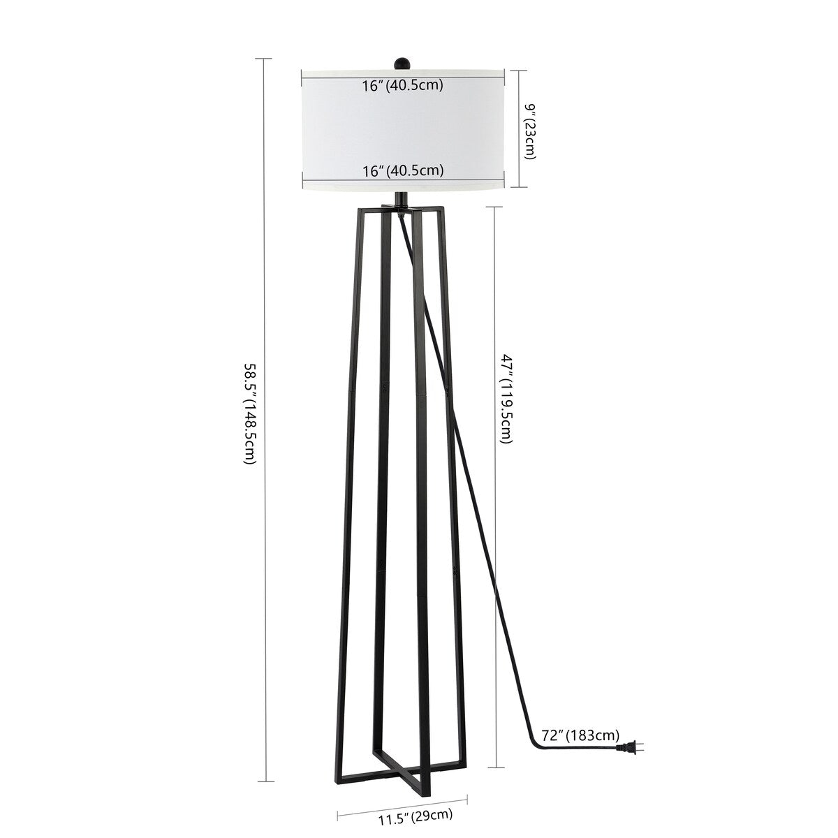 SAFAVIEH Lighting Arndis 60-inch Floor Lamp - 16" W x 16" D x 60" H - Black - 16Wx16Dx60H