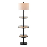 SAFAVIEH Lighting Arnetta 65-inch Led 3-Shelf Floor Lamp - 17" W x 17" L x 64.5" H - Matte Black - 17Wx17Dx65H