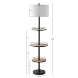 SAFAVIEH Lighting Arnetta 65-inch Led 3-Shelf Floor Lamp - 17" W x 17" L x 64.5" H - Matte Black - 17Wx17Dx65H