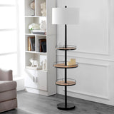 SAFAVIEH Lighting Arnetta 65-inch Led 3-Shelf Floor Lamp - 17" W x 17" L x 64.5" H - Matte Black - 17Wx17Dx65H