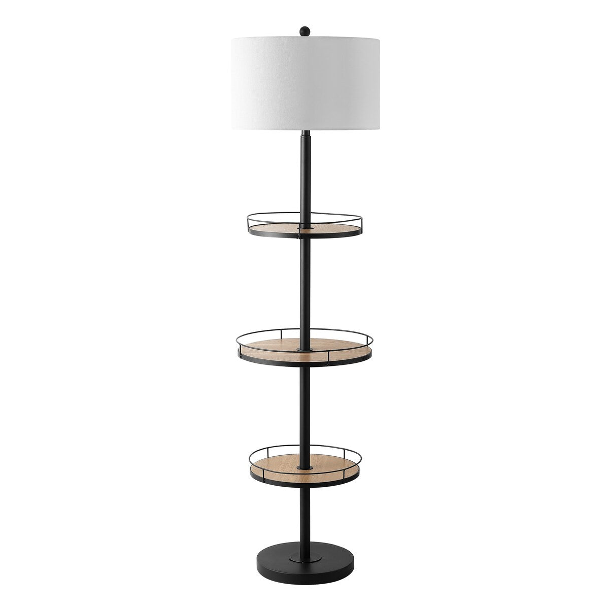 SAFAVIEH Lighting Arnetta 65-inch Led 3-Shelf Floor Lamp - 17" W x 17" L x 64.5" H - Matte Black - 17Wx17Dx65H