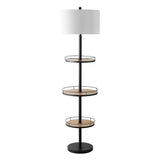 SAFAVIEH Lighting Arnetta 65-inch Led 3-Shelf Floor Lamp - 17" W x 17" L x 64.5" H - Matte Black - 17Wx17Dx65H