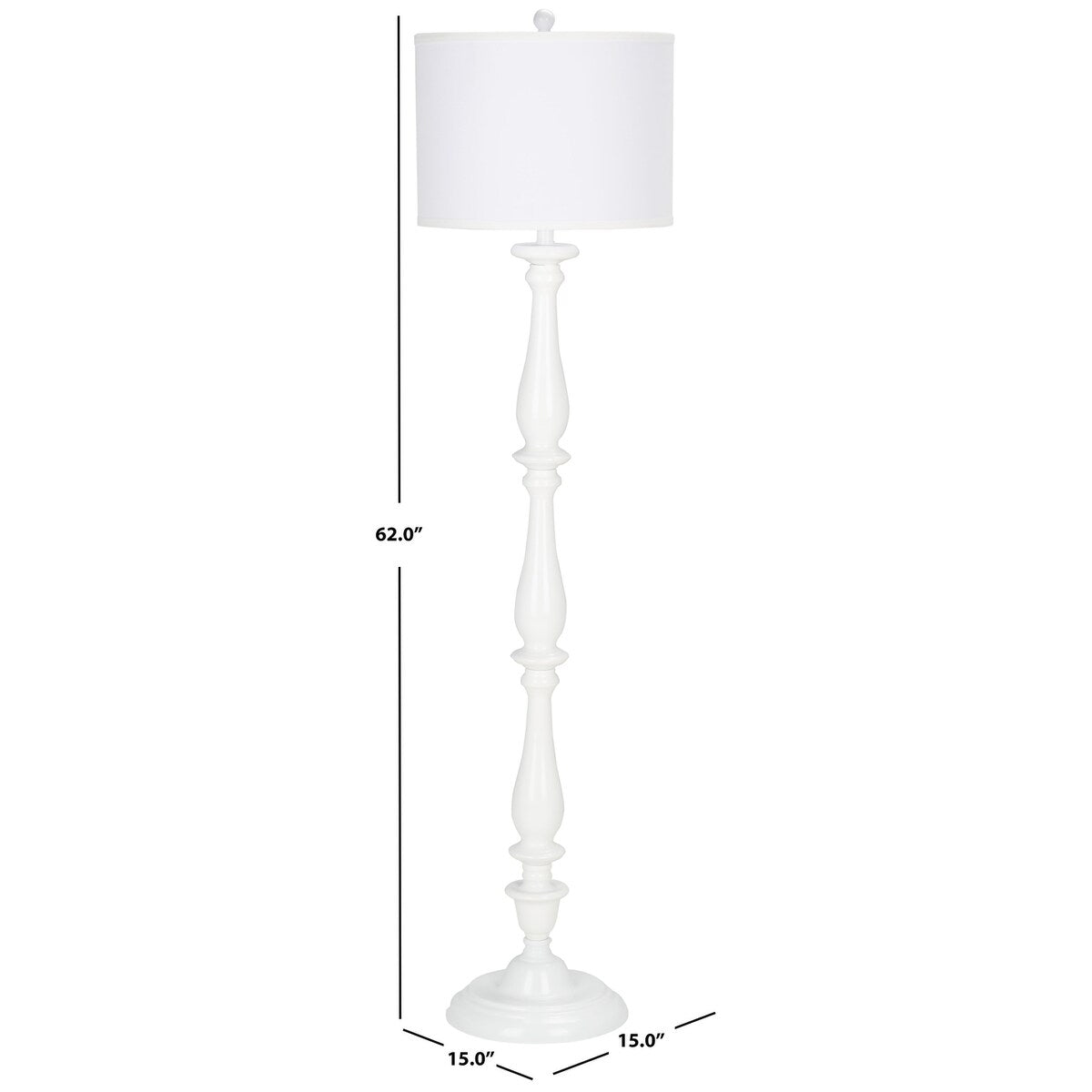 SAFAVIEH Lighting Ayanna 62-inch Candlestick White Floor Lamp - 15"x15"x62" - 15Wx15Dx62H