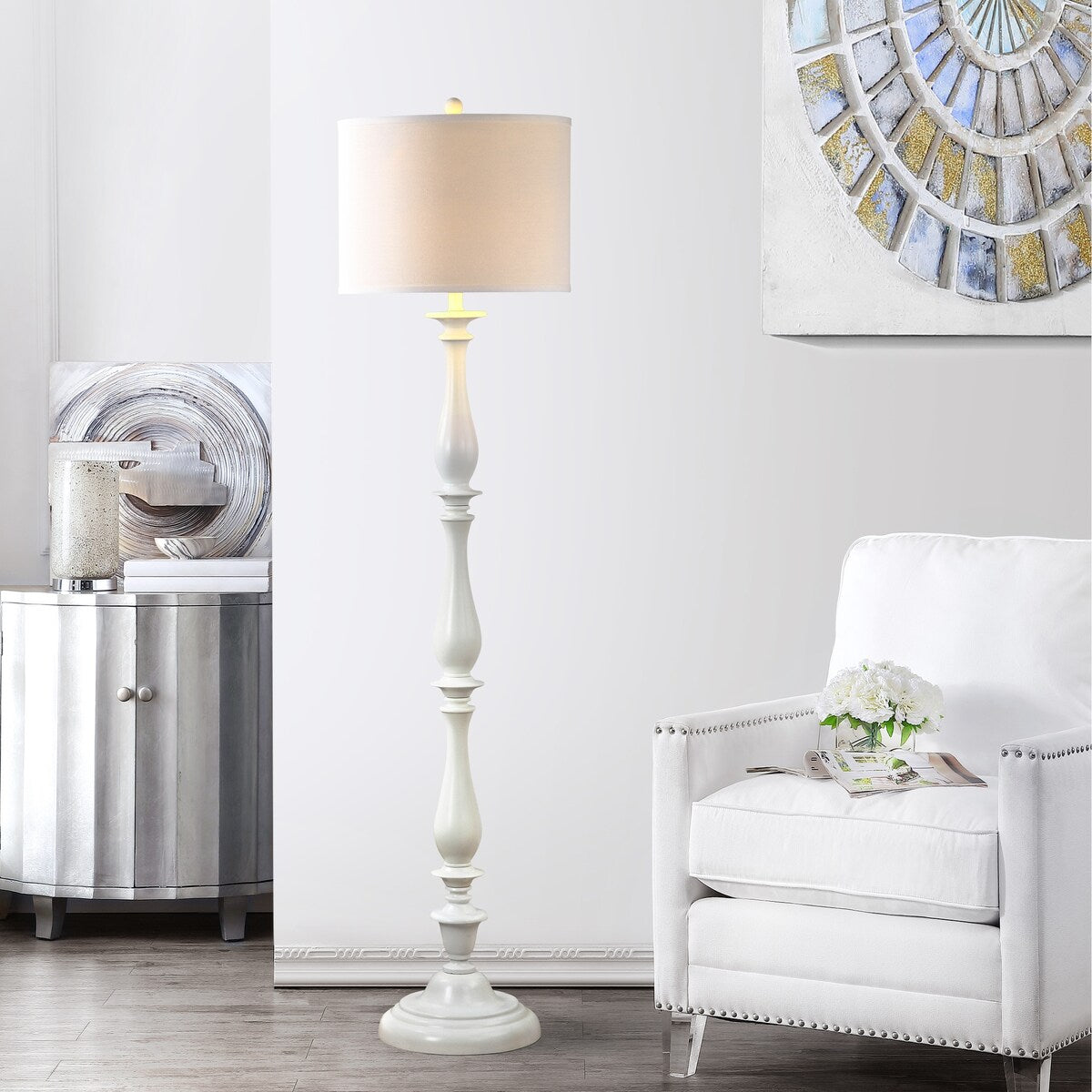 SAFAVIEH Lighting Ayanna 62-inch Candlestick White Floor Lamp - 15"x15"x62" - 15Wx15Dx62H