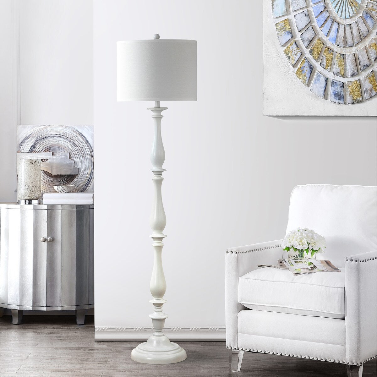 SAFAVIEH Lighting Ayanna 62-inch Candlestick White Floor Lamp - 15"x15"x62" - 15Wx15Dx62H