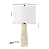 SAFAVIEH Lighting Barbli Travertine 25-inch Table Lamp (LED Bulb Included) - 14 In. W x 14 x In. D 25.3 In. H - 14Wx14Dx25H