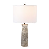 SAFAVIEH Lighting Barbli Travertine 25-inch Table Lamp (LED Bulb Included) - 14 In. W x 14 x In. D 25.3 In. H - 14Wx14Dx25H