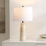 SAFAVIEH Lighting Barbli Travertine 25-inch Table Lamp (LED Bulb Included) - 14 In. W x 14 x In. D 25.3 In. H - 14Wx14Dx25H