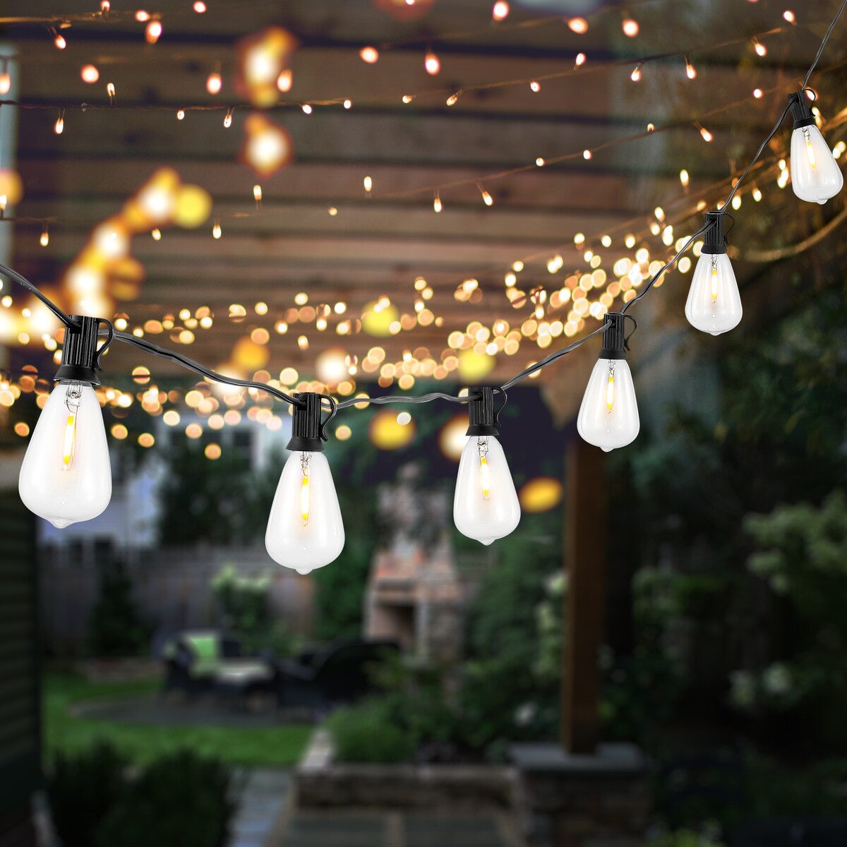 SAFAVIEH Lighting Beka 10 Ft LED Outdoor String Lights - Black - 120Wx2Dx4H