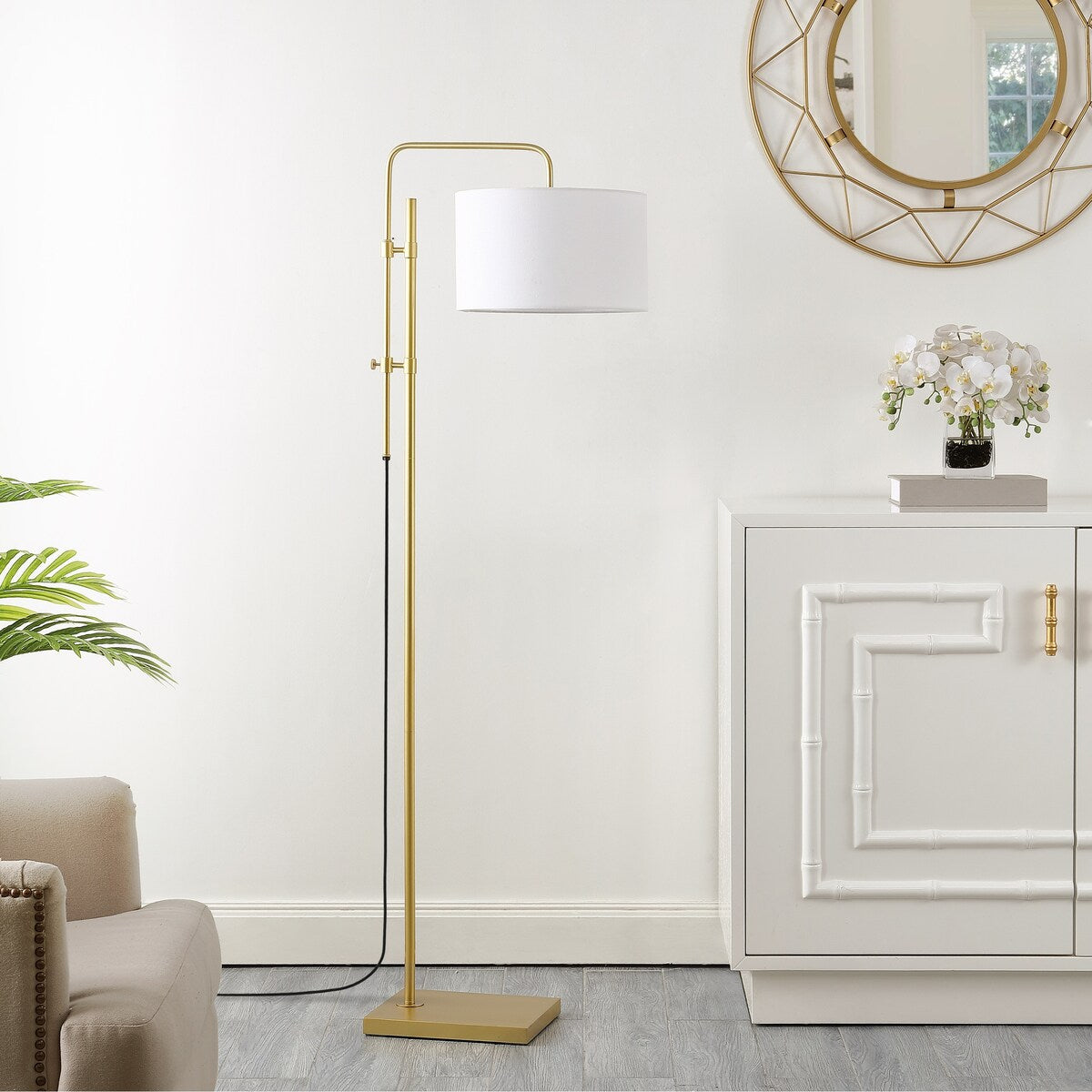 SAFAVIEH Lighting Benita 62-inch Floor Lamp - 18" W x 13" D x 62" H - Gold - 18Wx13Dx62H