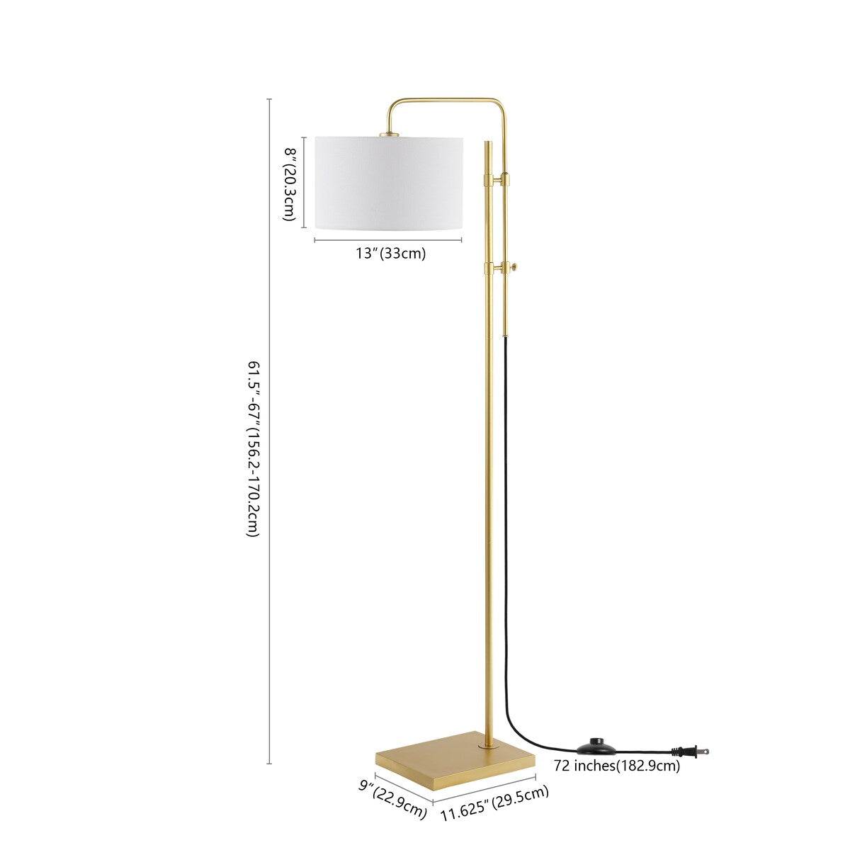 SAFAVIEH Lighting Benita 62-inch Floor Lamp - 18" W x 13" D x 62" H - Gold - 18Wx13Dx62H