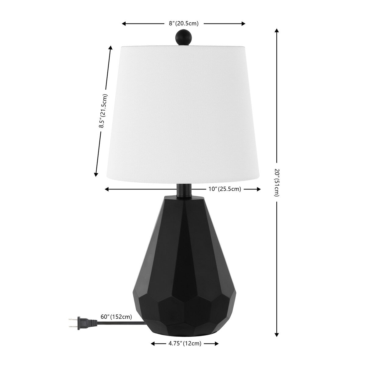 SAFAVIEH Lighting Bernhild 20" Modern & Contemporary Table Lamp - 10" W x 10" D x 20" H - 10Wx10Dx20H