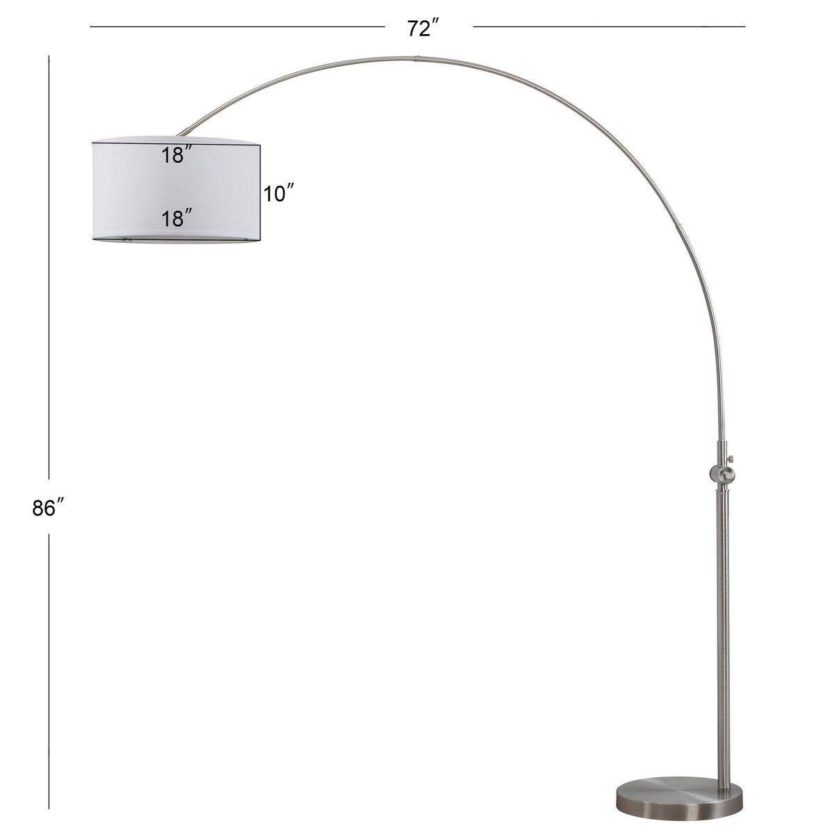 SAFAVIEH Lighting Brenna 86-inch Arc Floor Lamp - 72"x18"x86" - Nickel - 72Wx18Dx86H