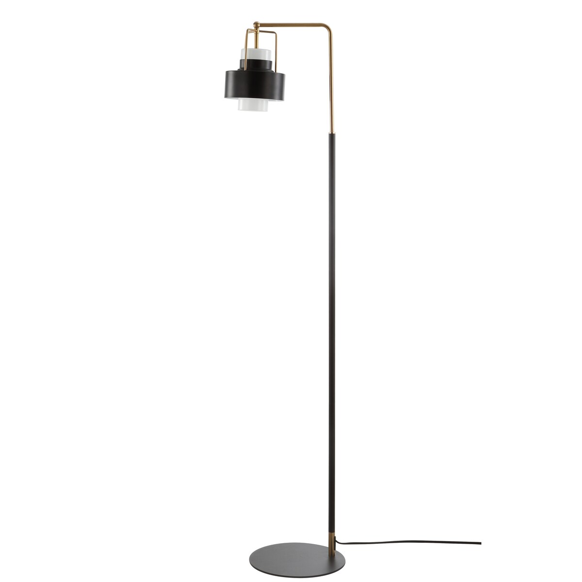 SAFAVIEH Lighting Brunhildis 60-inch Silver Led Floor Lamp - 13.5" x 11" x 59.5" - Black/Brass Gold - 14Wx11Dx60H