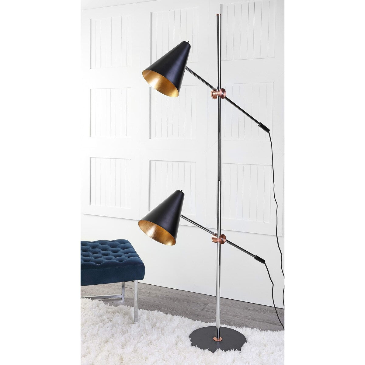 SAFAVIEH Lighting Buse 71-inch Chrome/ White Floor Lamp - 39.5"x12.5"x71" - 40Wx13Dx71H