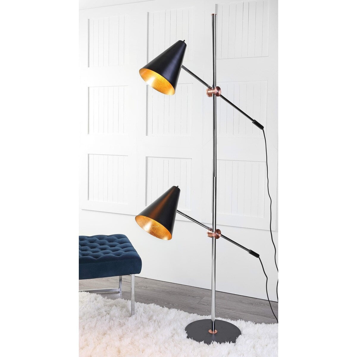 SAFAVIEH Lighting Buse 71-inch Chrome/ White Floor Lamp - 39.5"x12.5"x71" - 40Wx13Dx71H