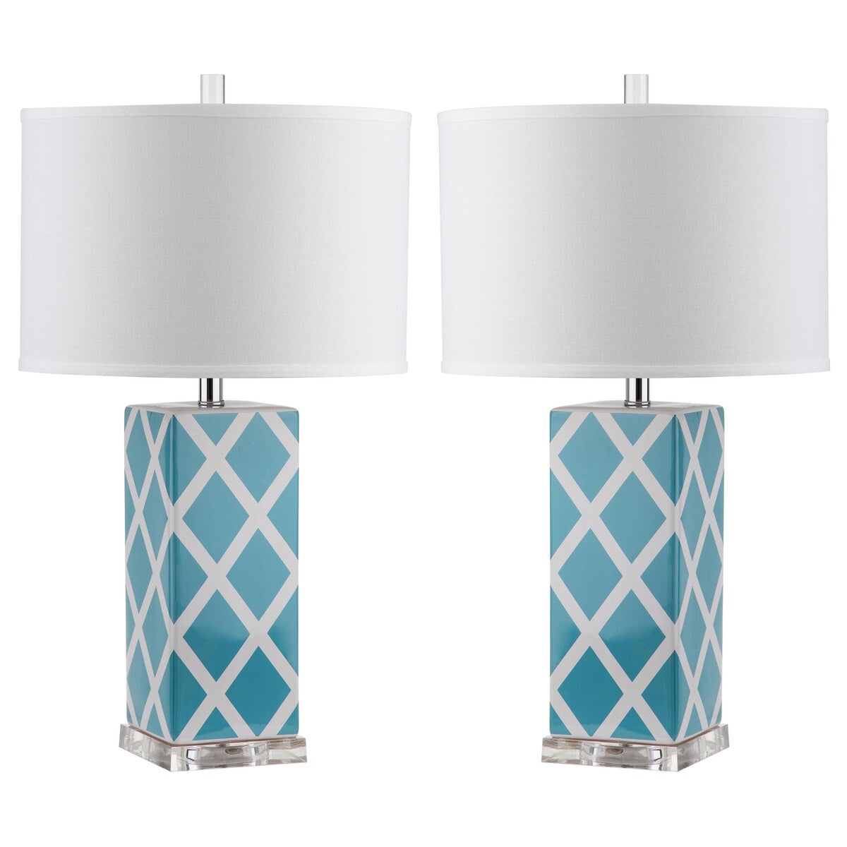 SAFAVIEH Lighting Cami 27-inch Navy Garden Lattice Table Lamp (Set of 2) - 15"x15"x27" - 15Wx15Dx27H