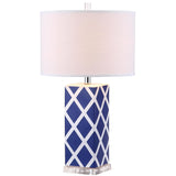 SAFAVIEH Lighting Cami 27-inch Navy Garden Lattice Table Lamp (Set of 2) - 15"x15"x27" - 15Wx15Dx27H