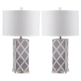 SAFAVIEH Lighting Cami 27-inch Navy Garden Lattice Table Lamp (Set of 2) - 15"x15"x27" - 15Wx15Dx27H