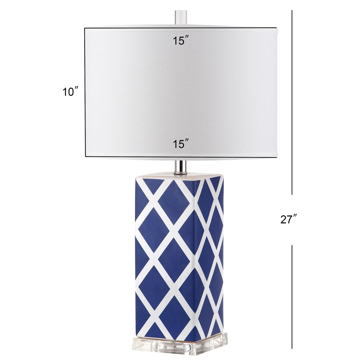 SAFAVIEH Lighting Cami 27-inch Navy Garden Lattice Table Lamp (Set of 2) - 15"x15"x27" - 15Wx15Dx27H