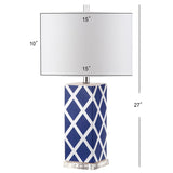 SAFAVIEH Lighting Cami 27-inch Navy Garden Lattice Table Lamp (Set of 2) - 15"x15"x27" - 15Wx15Dx27H