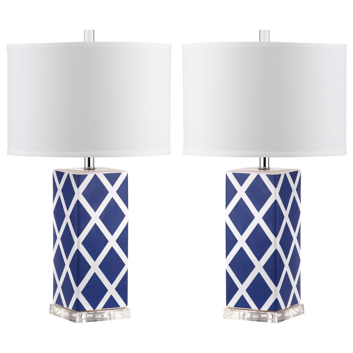 SAFAVIEH Lighting Cami 27-inch Navy Garden Lattice Table Lamp (Set of 2) - 15"x15"x27" - 15Wx15Dx27H