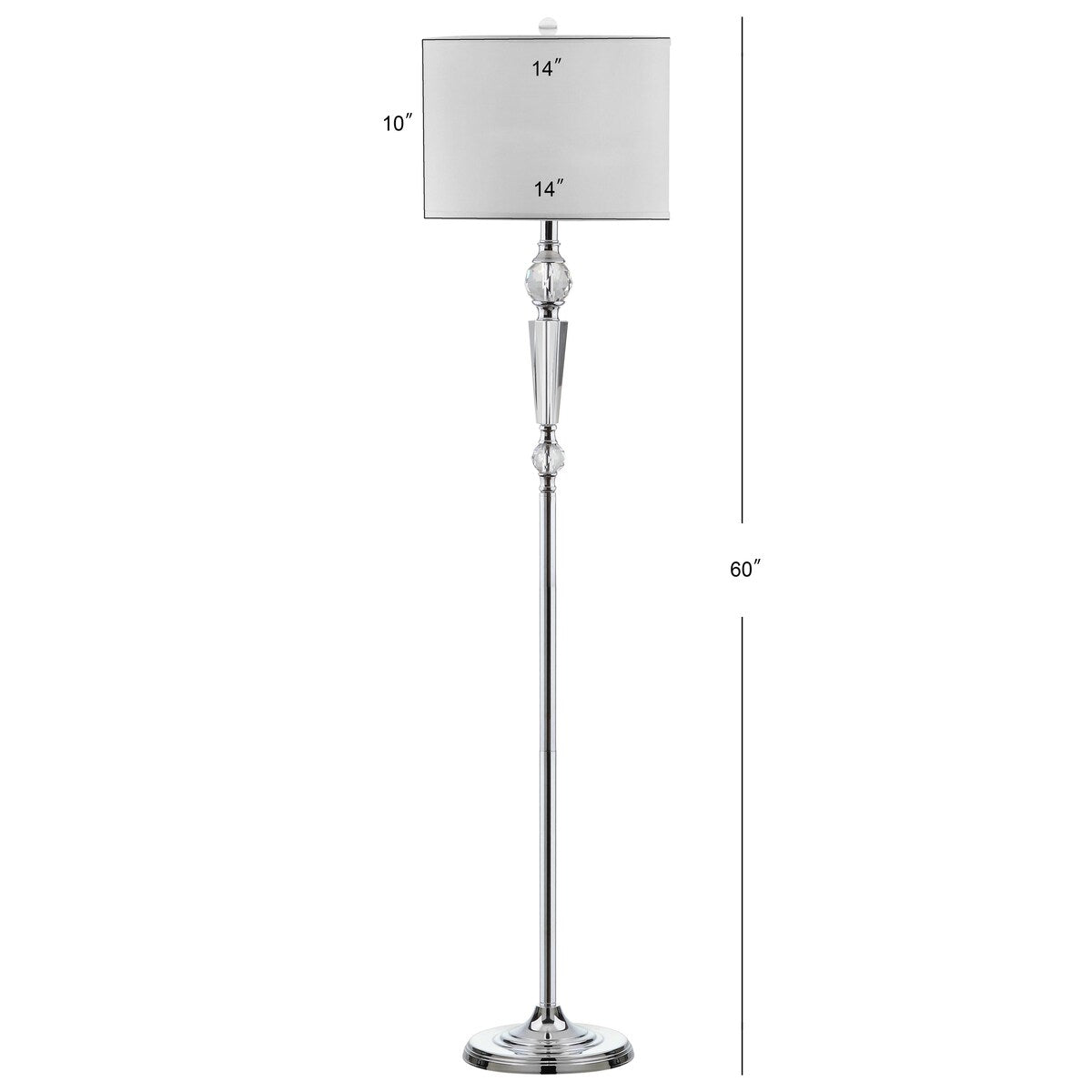 SAFAVIEH Lighting Chantel 60-inch Crystal Floor Lamp - 14"x14"x60" - Clear/Chrome - 14Wx14Dx60H