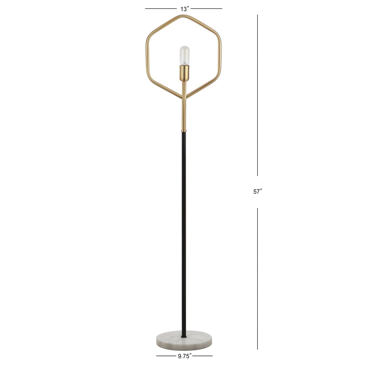 SAFAVIEH Lighting Charline 59-inch Brass Gold Edison Bulb Floor Lamp - 13" x 9.75" x 57" - Gold/Black - 13Wx10Dx57H