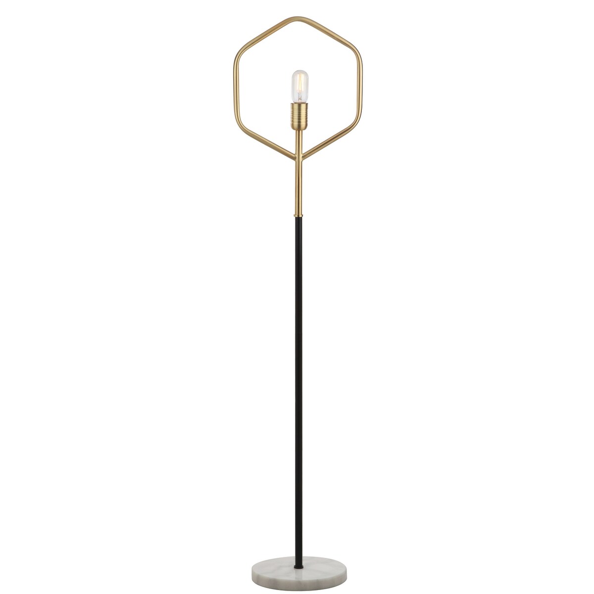 SAFAVIEH Lighting Charline 59-inch Brass Gold Edison Bulb Floor Lamp - 13" x 9.75" x 57" - Gold/Black - 13Wx10Dx57H