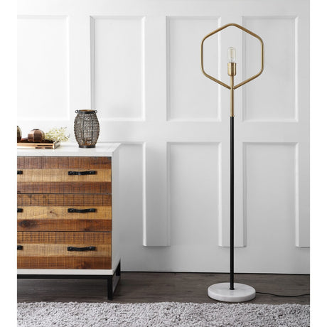 SAFAVIEH Lighting Charline 59-inch Brass Gold Edison Bulb Floor Lamp - 13" x 9.75" x 57" - Gold/Black - 13Wx10Dx57H