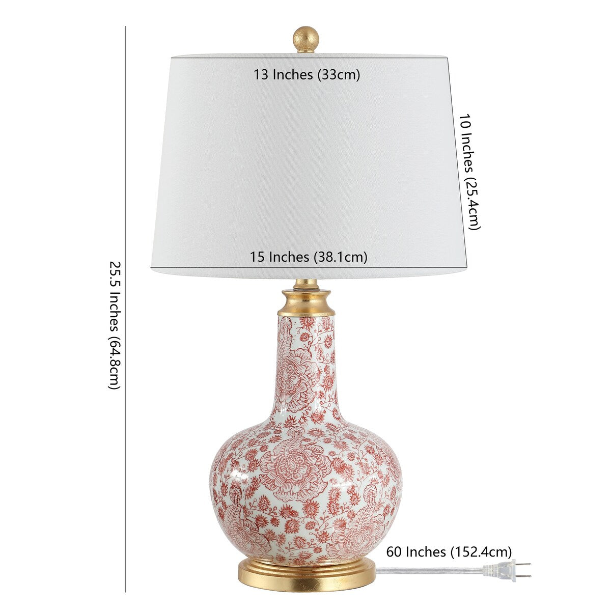 SAFAVIEH Lighting Cheol 26-inch Ceramic Floral LED Table Lamp - 15" W x 15" L x 25.5" H - 15Wx15Dx26H