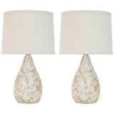 SAFAVIEH Lighting Christal 21-inch Mother Of Pearl Table Lamp (Set of 2) - 12"x12"x20.5" - 12Wx12Dx21H